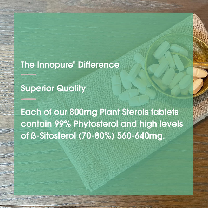 [Australia] - INNOPURE Plant Sterols 800mg 180 Tablets, Cholesterol Lowering Supplement, Proven Supplement to Lower Cholesterol Levels - Made in The UK (1 Pack of 180 Tablets) 90 Count (Pack of 2) 