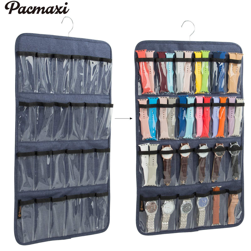 [Australia] - Watch Band Holder, Hanging Watch Strap Holder Compatible with Watches, Watch Band Storage Organizer Stores 48 Watch Bands, or Organizer for 24 Watches. (Blue) Blue 