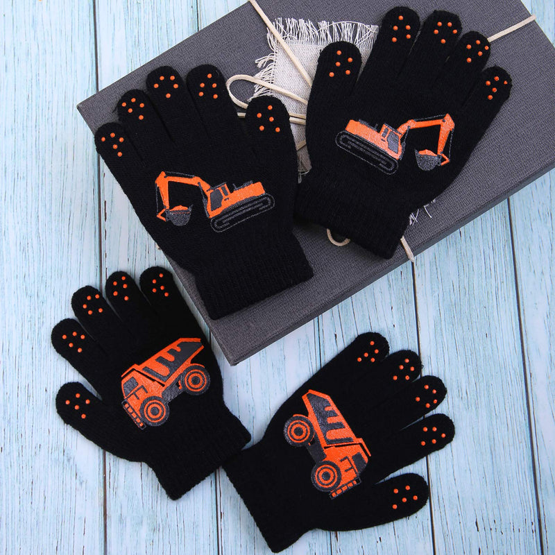 [Australia] - Cooraby 3 Pairs Winter Kids Gloves Warm Stretchy Knitted Magic Gloves Full Finger Mittens Colors H 3-5T 