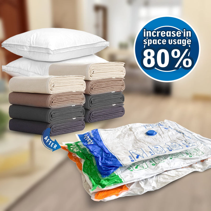 [Australia] - STORAGE MASTER Space Saver Bags for Travel and Home Reusable Vacuum Storage Bags Save 80% More Storage Space Work with Vacuum Cleaner (9 Combo) 9 Pack C 