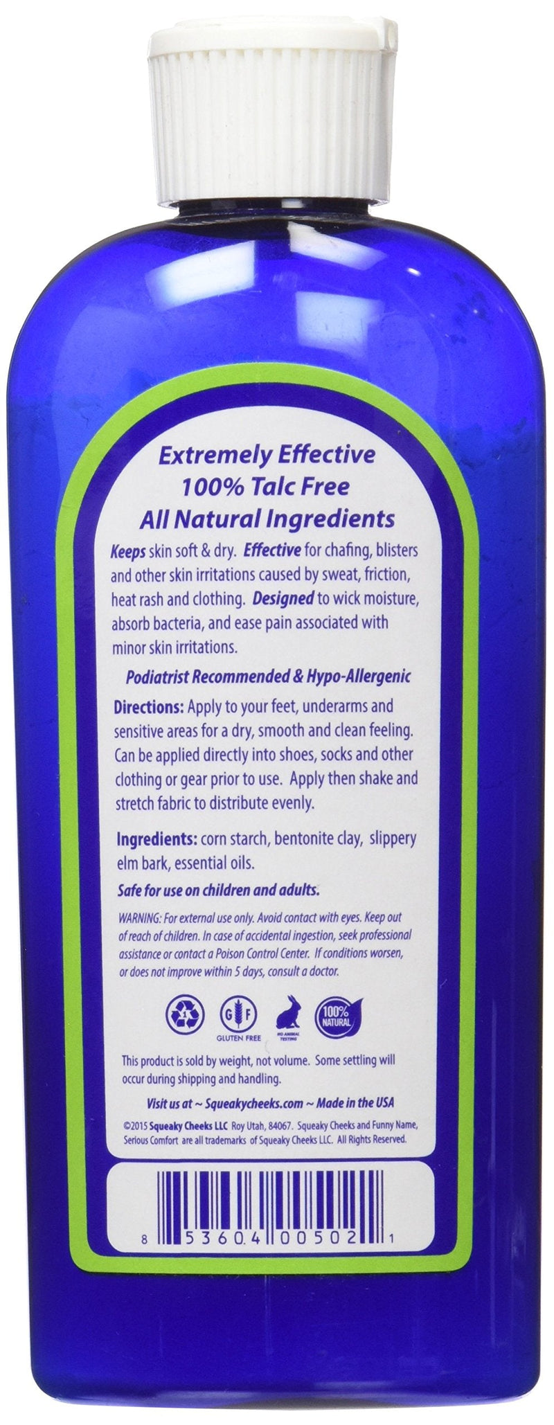 [Australia] - Squeaky Cheeks Cooling Body and Foot Powder (5oz) | Organic Talc-Free and All Natural Powder | Active Formula | Minty Fresh Scent With Essential Oils | Effective Relief From Chafing Sweat and Odor 