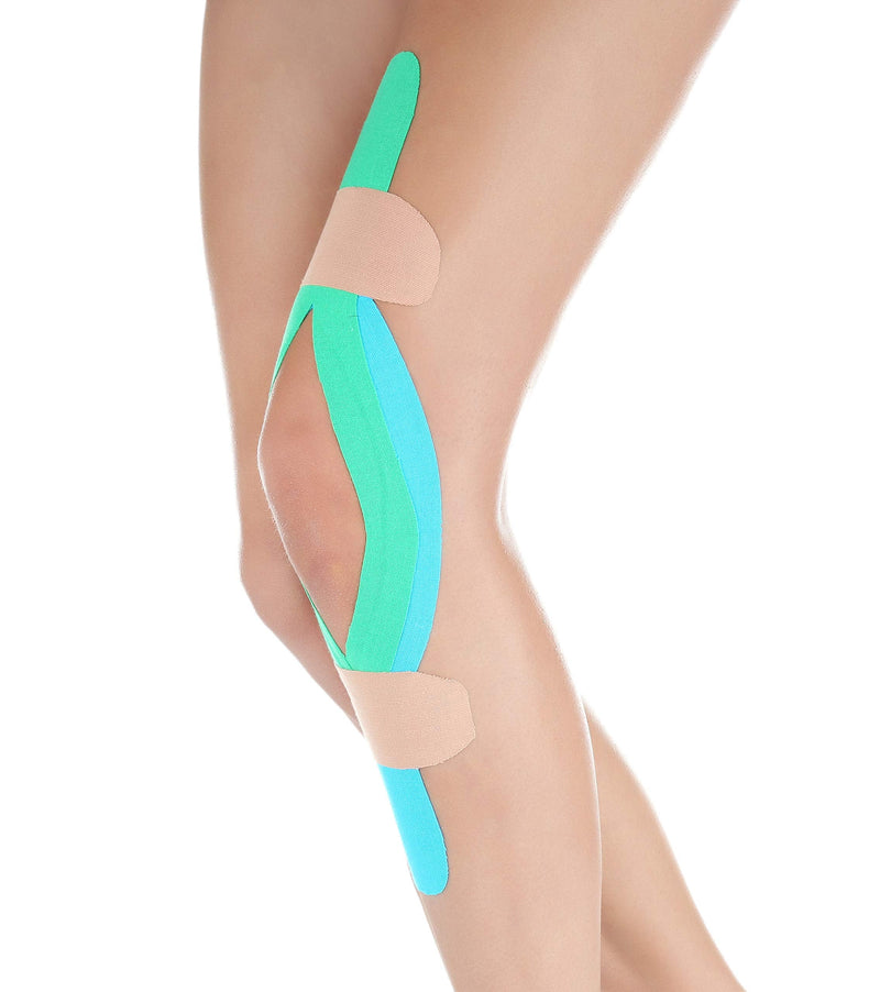 [Australia] - JB Kinesiology Tape PreCut Rolls - (4 Pack / 80 Elastic I- Strips 2 Inch X 10 Inch) Water Resistant, Latex Free Athletic Tape for Joint & Muscle Pain, Recovery & Support. Bonus Scissors (Blue) Blue 