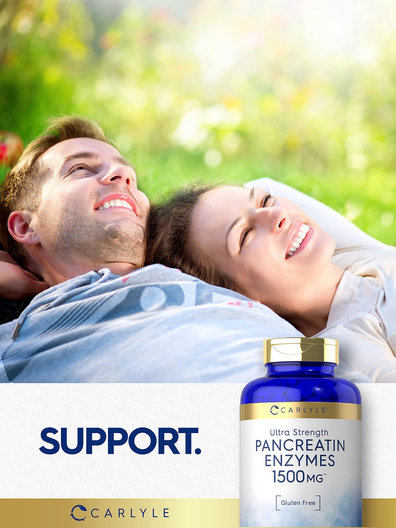 [Australia] - Pancreatin Digestive Enzymes | 1500mg | 250 Caplets | Non-GMO, Gluten Free | High Potency Formula | by Carlyle 