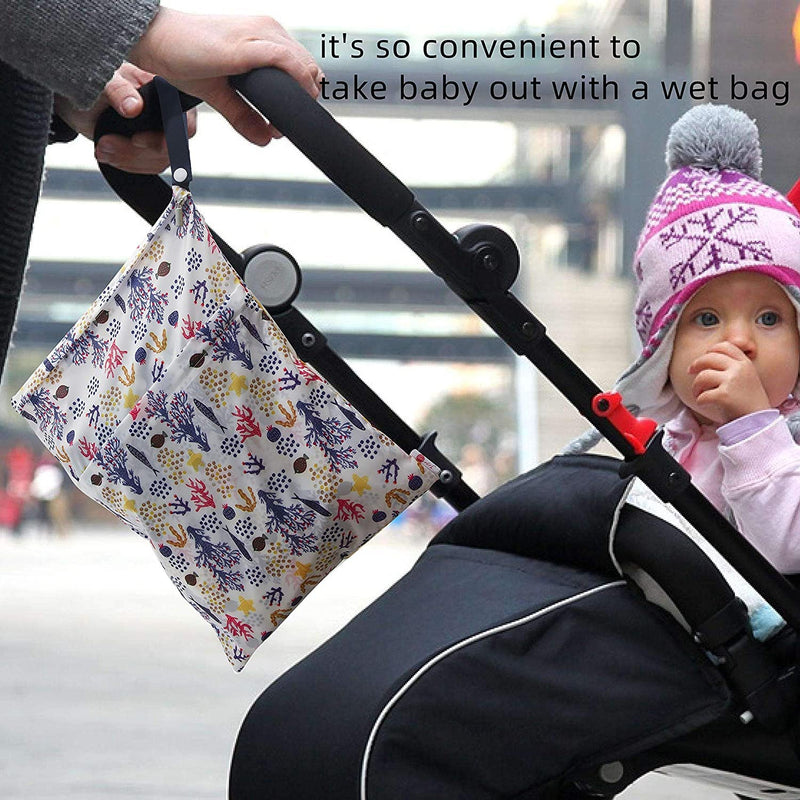 [Australia] - Joyo roy Nappy Bags Wet Bag Cloth Nappy Wet Bags Wet Bag Nappy Bag Baby Nappy Bag Wet Dry Bag Wet Bag for Cloth Nappies Bag Organisers Large Nappy Bags Waterproof Zip Bag Nappy Bag Organiser SMML 4 Pack (SMML) Lemon Pumpkin Ocean Star 