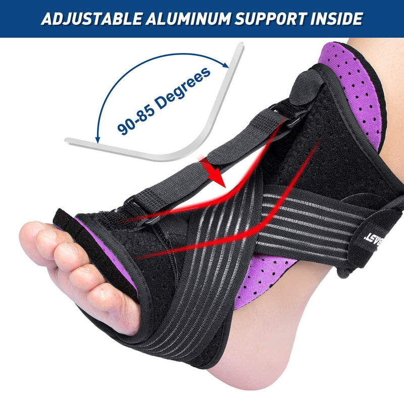 [Australia] - 2021 New Upgraded Purple Night Splint for Plantar Fascitis, AiBast Adjustable Ankle Brace Foot Drop Orthotic Brace for Plantar Fasciitis, Arch Foot Pain, Achilles Tendonitis Support for Women, Men 