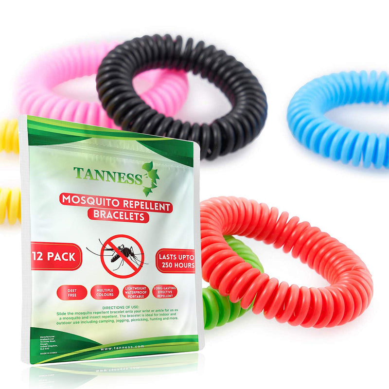 [Australia] - TANNESS Mosquito Repellent Bracelet Pack of 12 Repellents Waterproof Travel Insect Repellent Bands Bracelets for Toddler Baby Kids and Adults – Non-Toxic Deet-Free Outdoor Bug Repeller Wristbands 