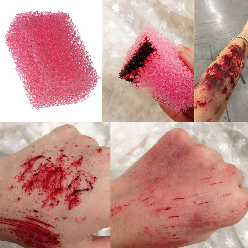 [Australia] - CCbeauty Special Effects Stage Makeup Wax (1.6 Oz) Fake Wound Moulding Scars Kit with Spatula，Scab Blood(0.63Oz) + Pink Stipple Sponge 