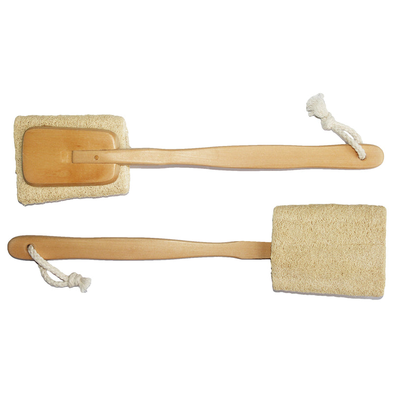 [Australia] - Natural Exfoliating Loofah luffa loofa Bath Brush On a Stick - With Long Wooden Handle Back Brush For Men & Women - Shower Sponge Body Back Scrubber Pack of 1 