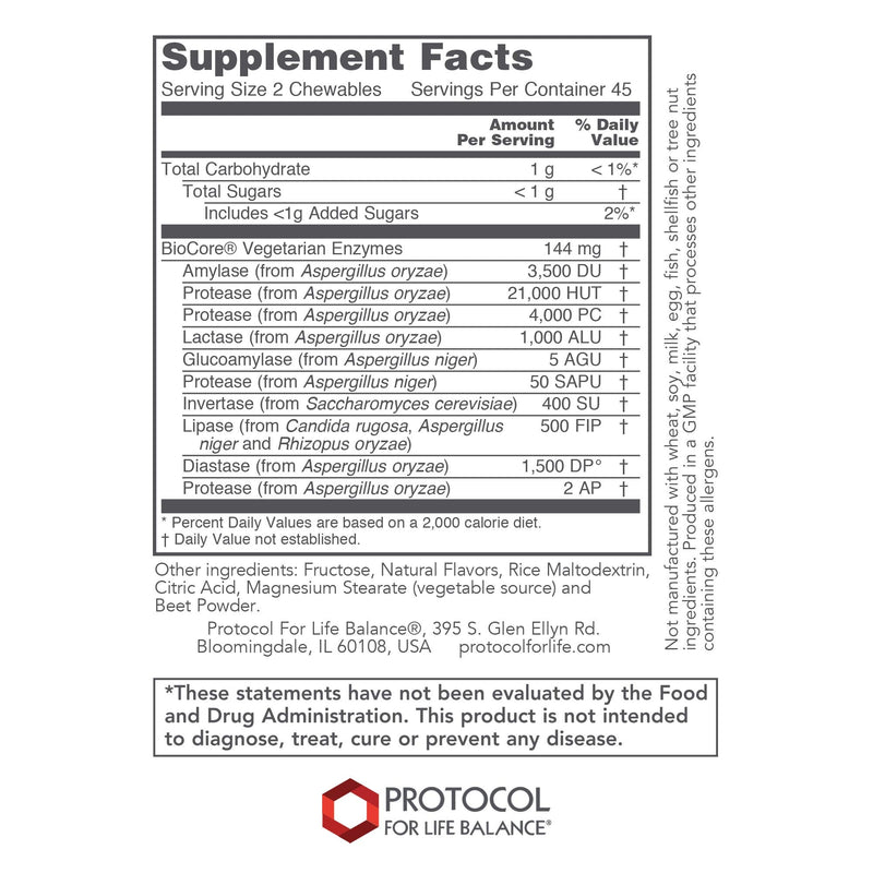 [Australia] - Protocol ProtoZymes - Digestive Enzymes, Broad Spectrum - Children, Adults - 90 Berry Chewables 