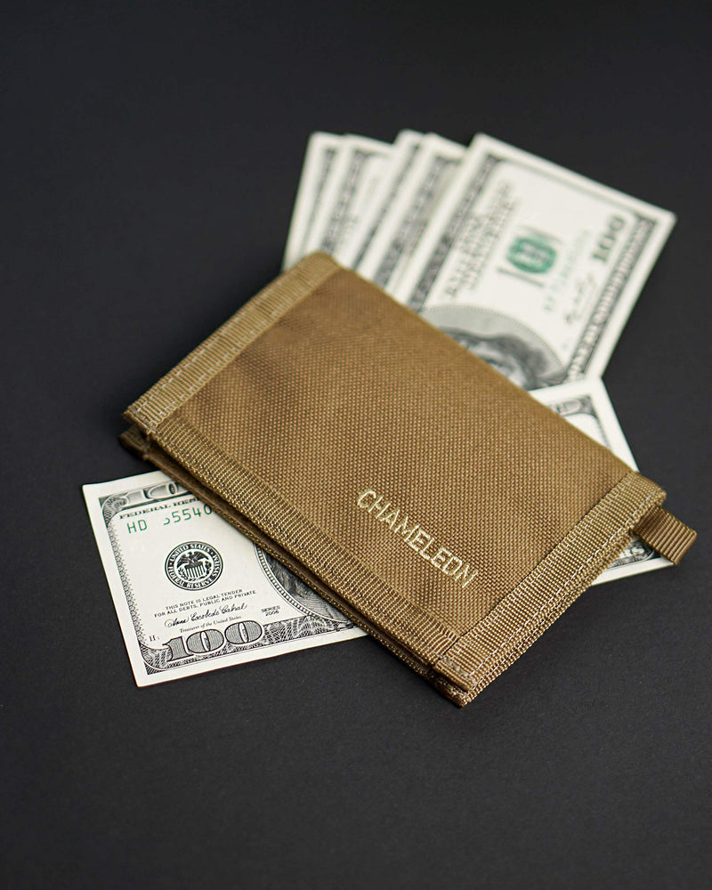 [Australia] - CHAMELEON Velcro Bifold Mens Wallet-Tactical Wallet-Thin Travel Front Pocket coyote 