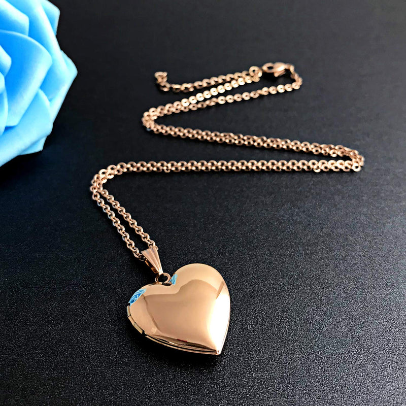 [Australia] - YOUFENG Love Heart Locket Necklace That Holds Pictures Polished Lockets Necklaces Birthday Gifts for Girls Boys Rose locket 