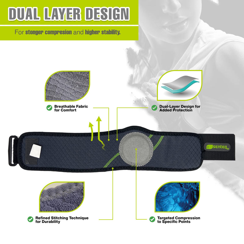 [Australia] - SENTEQ Elbow Brace for Men and Women Golfers Forearm Muscle Relief Strap Braces Wraps 2PACKS 2 Count (Pack of 1) 
