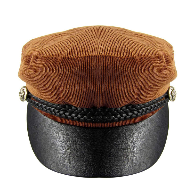 [Australia] - HowYouth Ladies Womens Corduroy Fiddler Cap Sailor Cap Fisherman Cap Mariner Breton Cap Baker Boy Cap Newsboy Peaked Cap 56CM Brown 