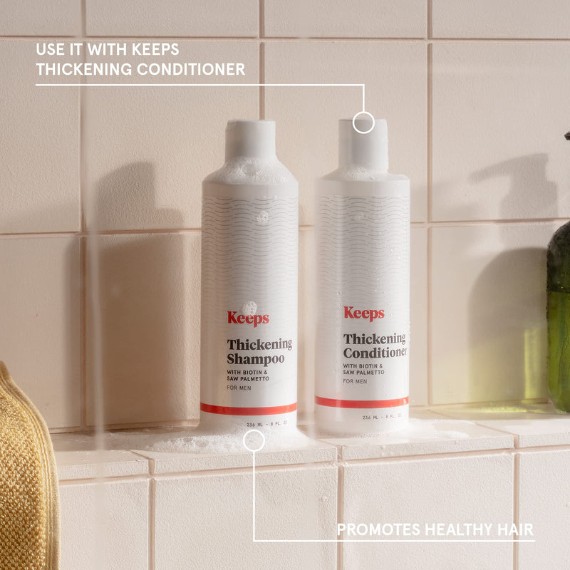 [Australia] - Keeps Hair Thickening Shampoo for Fuller, Thicker Looking Hair, 8 Ounces - Hair Loss, Thinning & Regrowth Treatment - DHT Blocker for Men - Infused with Biotin, Caffeine, & Saw Palmetto 