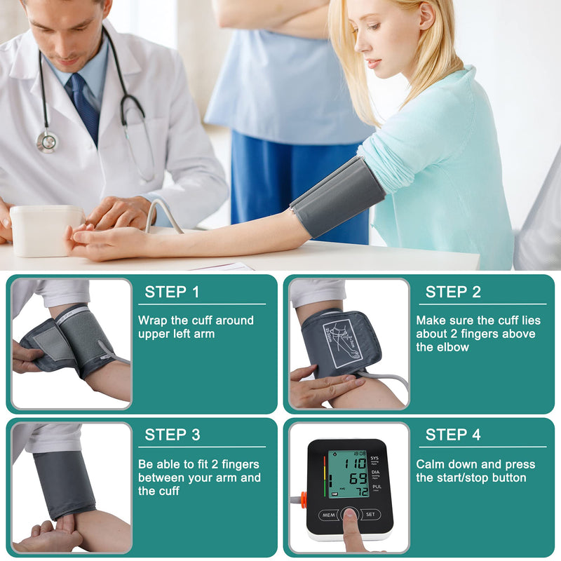 [Australia] - Blood Pressure Monitor - Portable Fully Automatic Digital Upper Arm Blood Pressure Monitor with Extra Large Cuffs,Large LCD Display BP Monitor for Home Use with Detailed Instruction Manual (Black) Black 