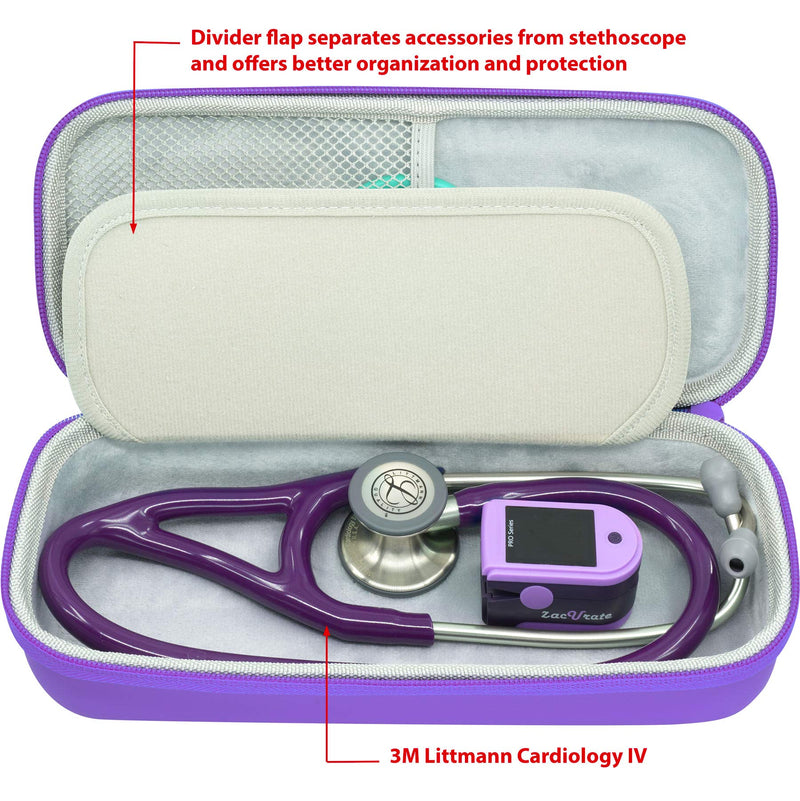 [Australia] - ButterFox Premium Stethoscope Case with Divider and ID Slot for 3M Littmann Classic III, Cardiology IV Diagnostic and More Stethoscopes with Pocket for Nurse Accessories (Purple) Purple 