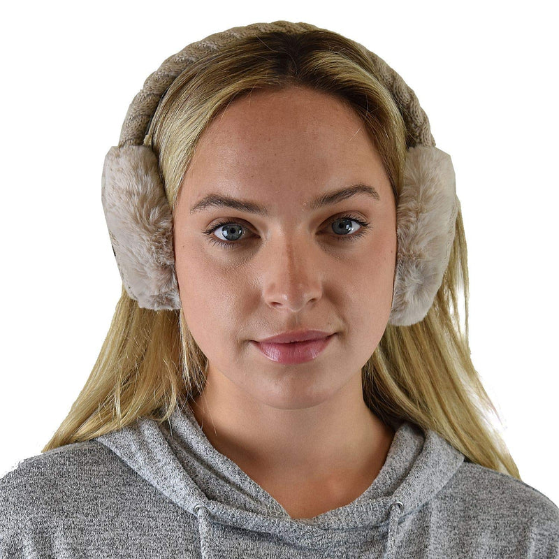 [Australia] - C.C Soft Winter Warm Adjustable Headband Ear Warmer Earmuffs Beige 