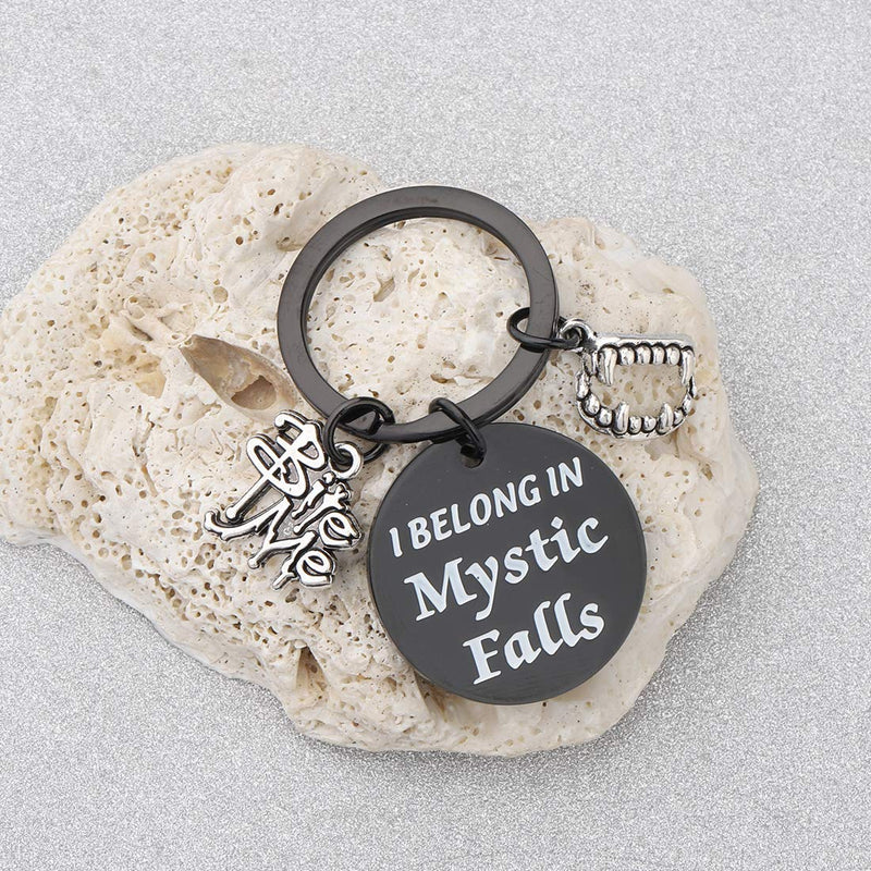 [Australia] - CHOORO The Vampire Diaries Inspired Jewelry Vampire Diaries Gift I Belong in Mystic Falls Keychain Vampire Diaries Tv Show Inspired mystic falls keychain black 