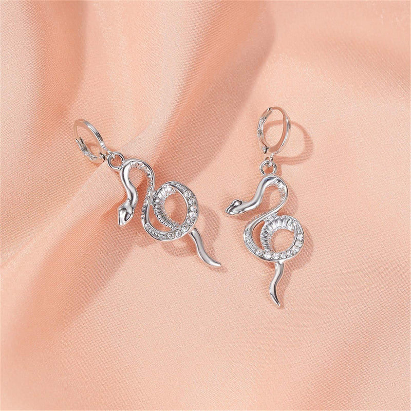 [Australia] - HMOOY Snake Earrings, Snake Drop Dangle Earrings Gold Huggie Small Hoop Earrings with Charm Silver Punk Snake Stud Earrings Animal Jewelry for Women Girls Teen Men 