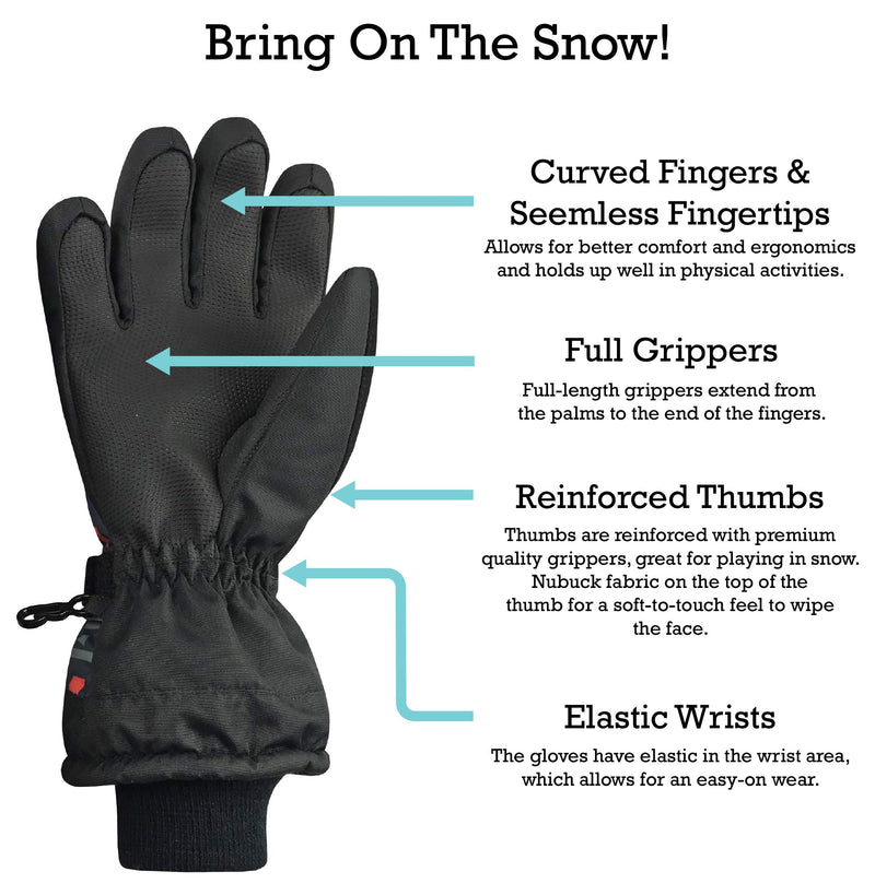 [Australia] - N'Ice Caps Kids Cold Weather Waterproof Thinsulate Camo Print Winter Gloves Black Geo 3-4 Years 