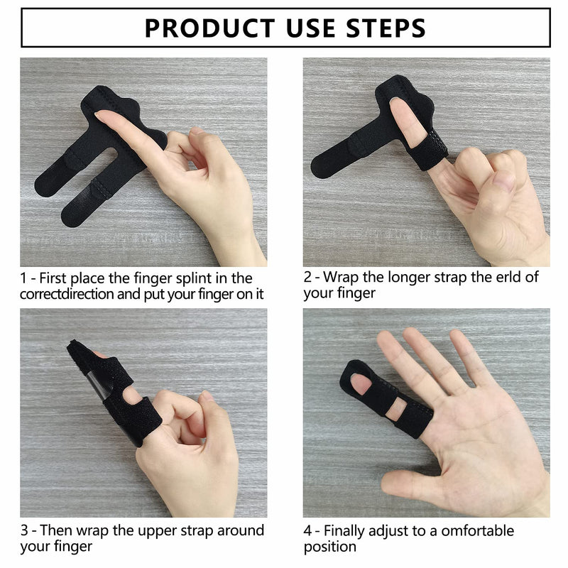 [Australia] - Trigger Finger Splints, 4 PCS Adjustable Fixing Sleeves Fractures Splints for Broken Finger, Pinky Finger, Injured Finger Ideal, Sport Injuries (Red + Black) Red + Black 