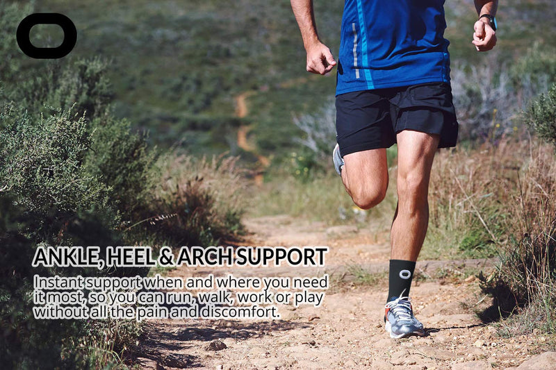 [Australia] - Ankle Brace Compression Support Sleeve (1 Pair) - BEST Ankle Compression Socks for Plantar Fasciitis, Arch Support, Foot & Ankle Swelling, Achilles Tendon, Joint Pain, Injury Recovery, Heel Spurs Large (Men's 10-13 / Women's >11) Black 