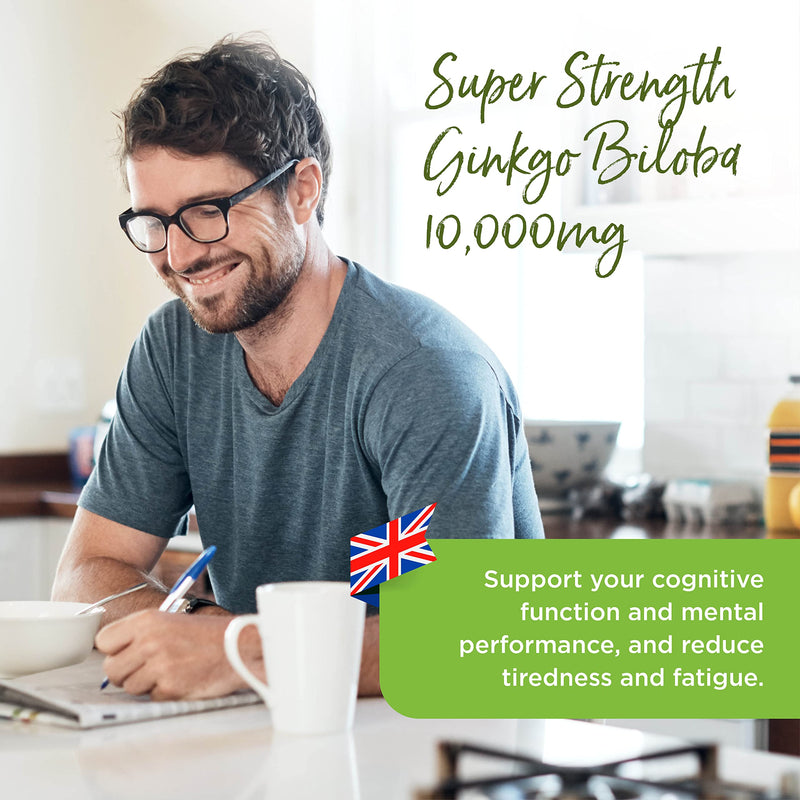 [Australia] - Healthspan Ginkgo Biloba 10,000 (120 Tablets) | Maximum Strength Ginkgo Extract | for Cognitive & Mental Function | Added Iodine & Vitamin B5 | Supports Energy | Vegan 
