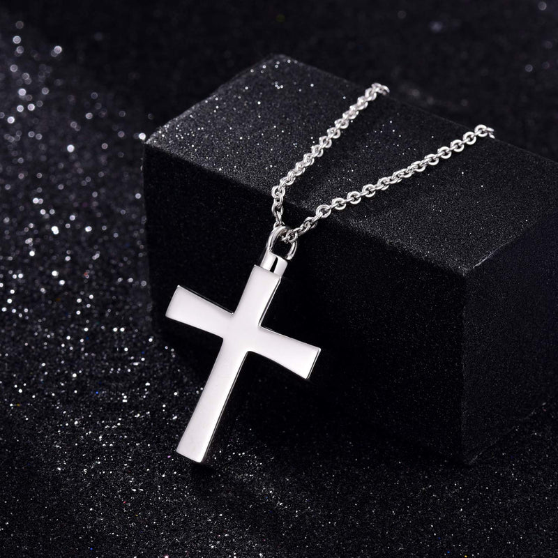 [Australia] - ACJFA 925 Sterling Silver Cross Urn Pendant Necklace Keepsake Memorial Cremation Jewelry for Ashes for Men for Women 