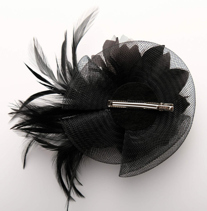 [Australia] - Fascinators Headband for Women Tea Party Hat Kentucky Derby Wedding Flower Mesh Feathers Hair Clip 10-black 