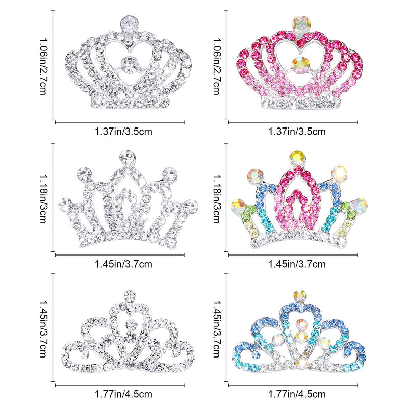 [Australia] - Hifot Mini Princess Tiaras Rhinestone Crown Comb for Girls Princess Birthday Party Supplies(6PCS) 