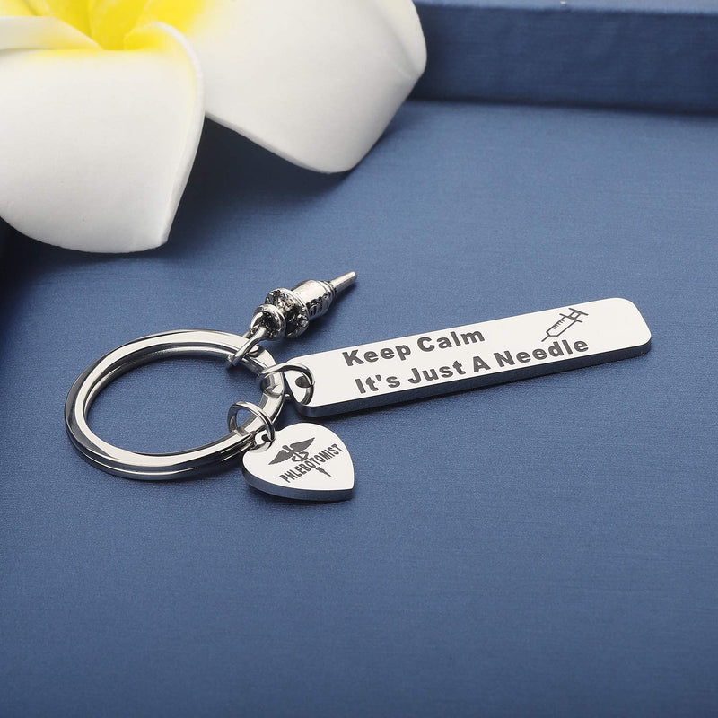 [Australia] - MYOSPARK Phlebotomist Gift Keep Calm It's Just A Needle Phlebotomy Keychain Medical Lab tech Gift for Phlebotomist Nurse Students Phlebotomist keychain 