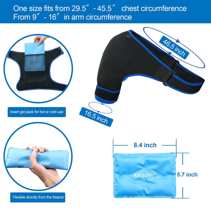 [Australia] - KKOOMI Shoulder Brace gel ice pack Shoulder pain relief for Torn Rotator Cuff, ice bag for injuries reusable,support and compression sleeve wrap for women&men shoulder stability strap,Left&Right arm 