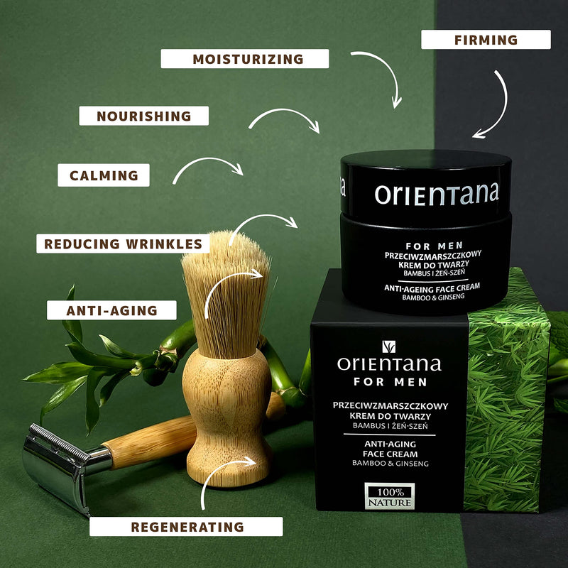 [Australia] - Orientana - Natural Face Cream For Men | Bamboo And Ginseng | Anti-Ageing Face Cream | Regenerates Nourishes Moisturizes | Smoothes & Reduces Wrinkles - 50g 