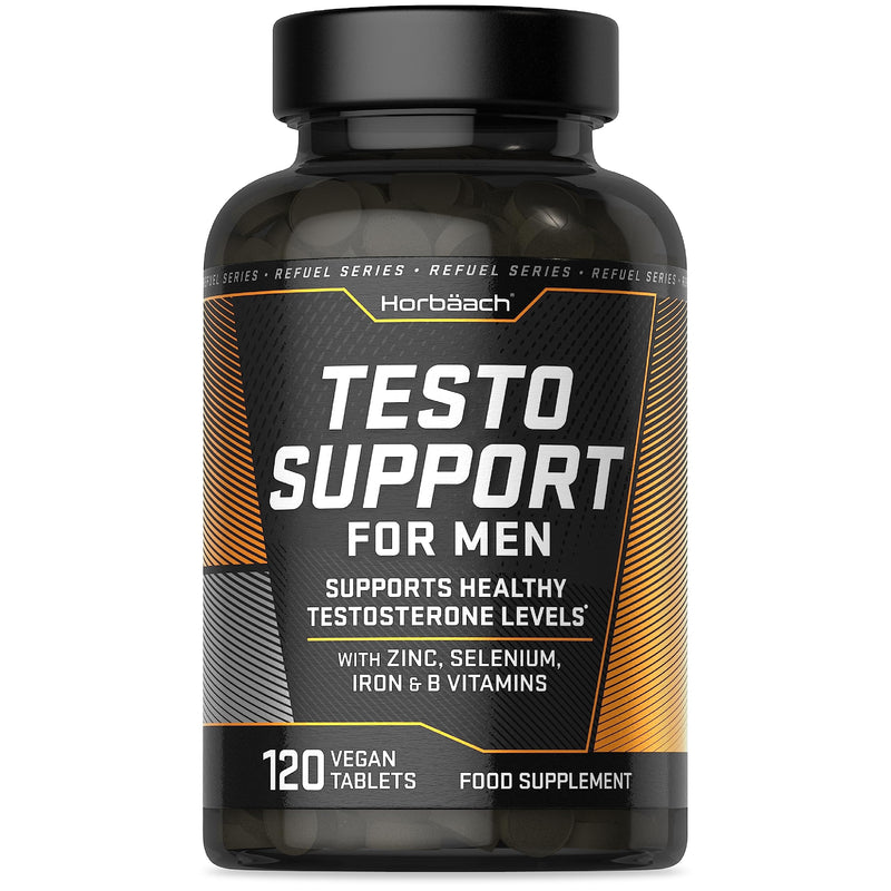 [Australia] - Male Hormone Tablets | 120 Count | Testosterone Supplement for Men | with Zinc, Selenium, Iron & B Vitamins | by Horbaach 