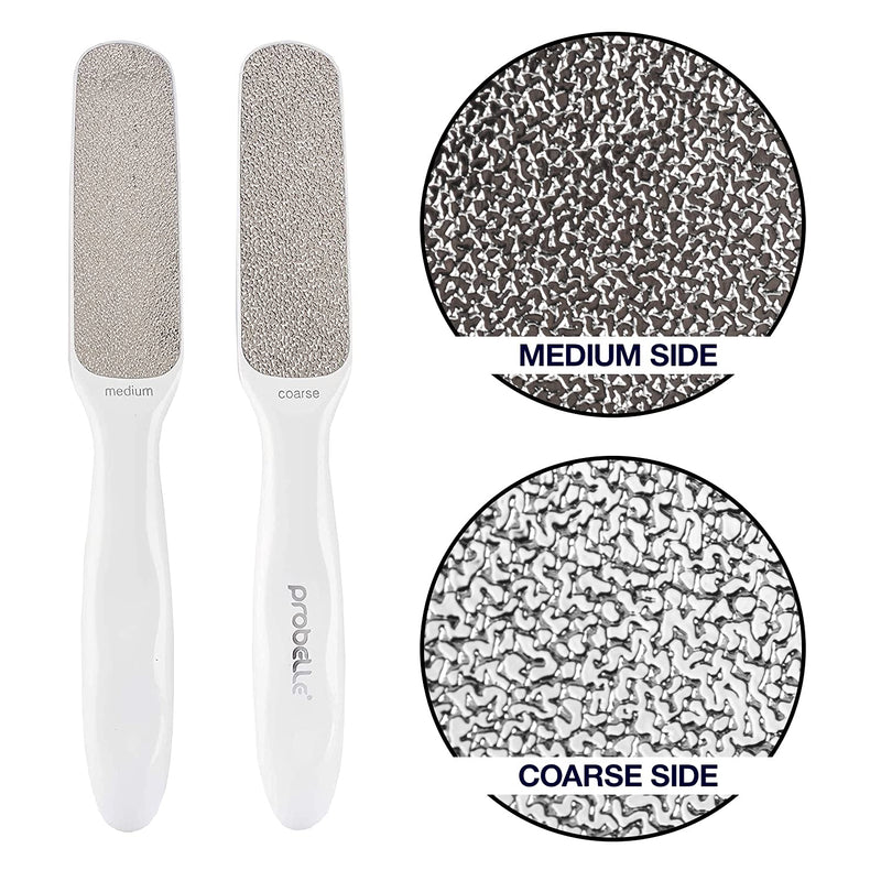 [Australia] - Probelle Double Sided Multidirectional Nickel Foot File Callus Remover - Immediately reduces calluses and corns to powder for instant results, safe tool (White) White 