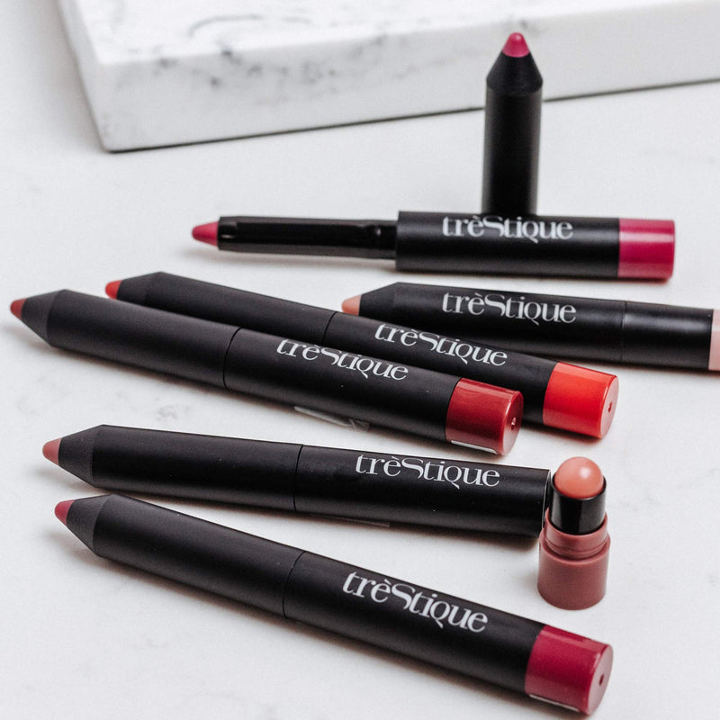 [Australia] - treStiQue Matte Lip Crayon, Matte Lipstick With Built-in Lip Gloss Balm, 2-in-1 Lip Liner Set With Lip Crayon and Lip Balm, Lipstick and Lip Gloss Balm Lip Kit Nantucket Nude 