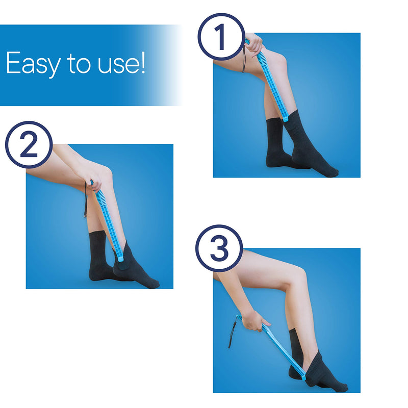 [Australia] - RMS Sock Aid Kit - Easy On Easy Off Device for Putting On Socks and Removing Socks or Stockings for Men and Women with Limited Mobility (Blue) 