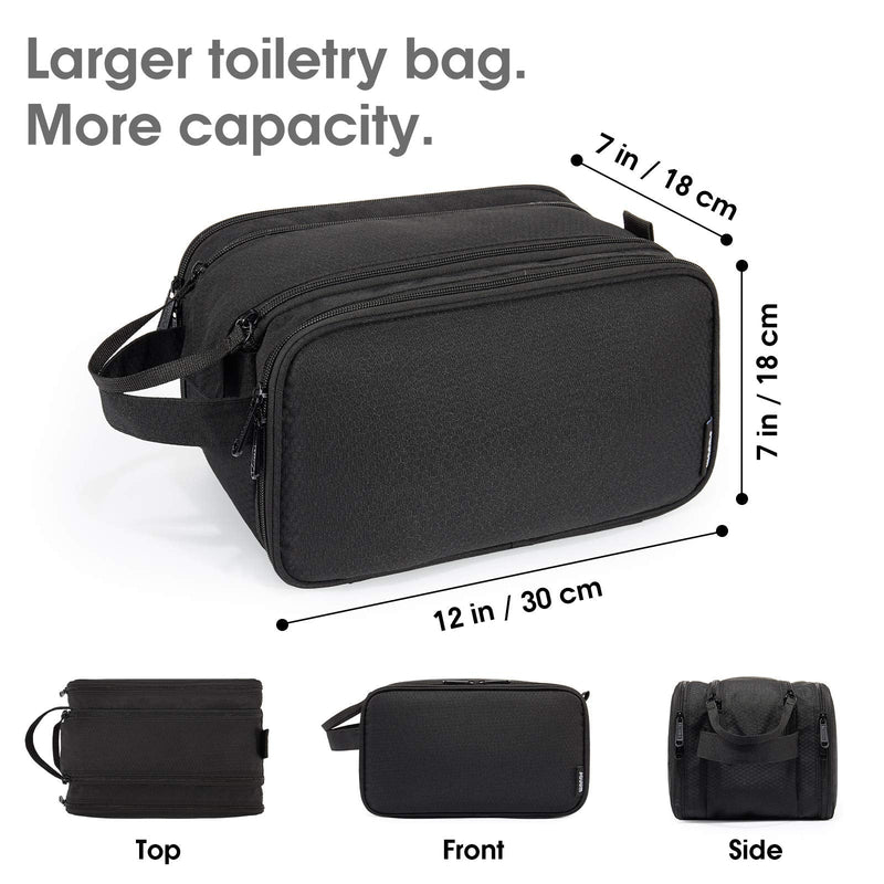 [Australia] - Extra Large Toiletry Bag Shaving Bag Washbag for Men Women Unisex Water-Resistant Full Double Opening Zipper Toiletries Bag for Travel Vacation (Black) Black 