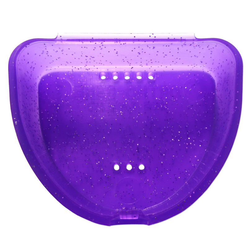 [Australia] - Slim Orthodontic Dental Case - Colour & Glitter Choices for Retainers, Bleaching Trays, Dentures & More (Glitter Purple) Glitter Purple 