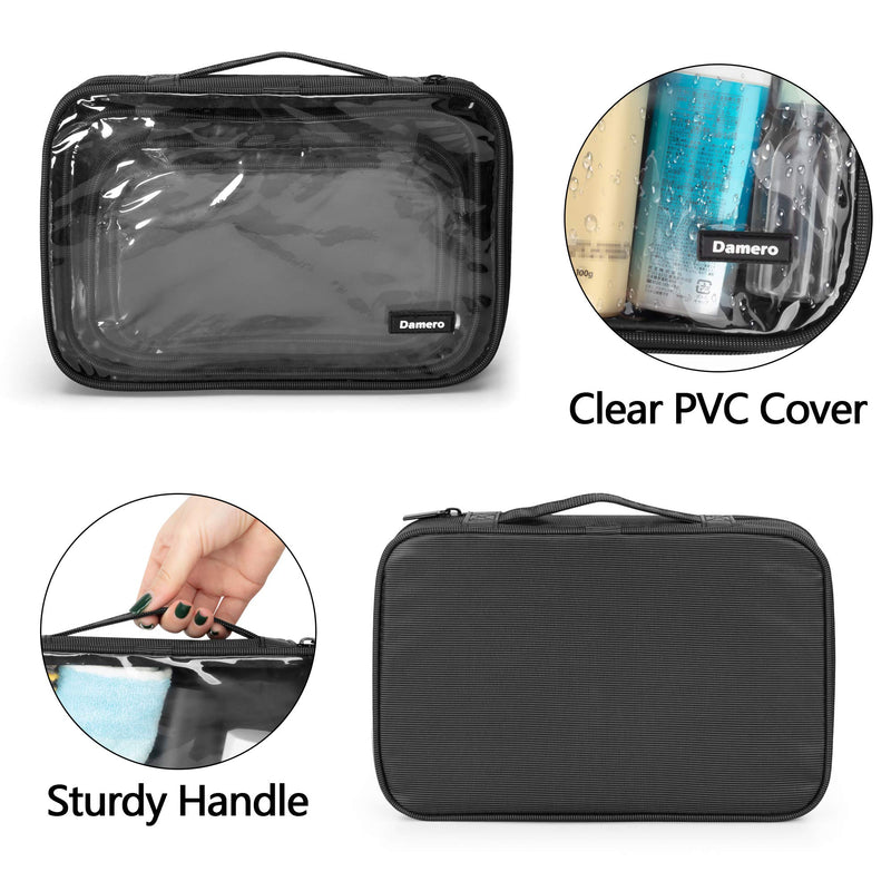 [Australia] - Damero 4pcs Clear Toiletry Bag Packing Cubes, Clear Toiletry Makeup Bag Organizers for Traveling, Business Trip and School, Black 