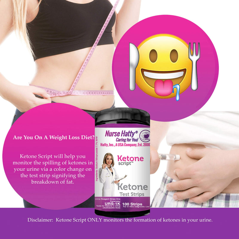 [Australia] - Nurse Hatty - Keto Strips – Fresh – USA-Made – High-Performance for Ketogenic Diet (100ct. Reg. Length Ketone Test Strips) 