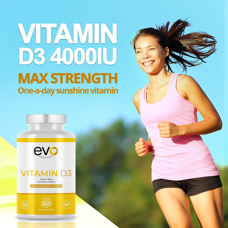 [Australia] - Vitamin D 4000IU High Strength Supplement | 365 Vitamin D3 Softgels - 1 Year Supply (not Tablets) | Vit D3 | One-a-Day | High Absorption Cholecalciferol | Made in UK 