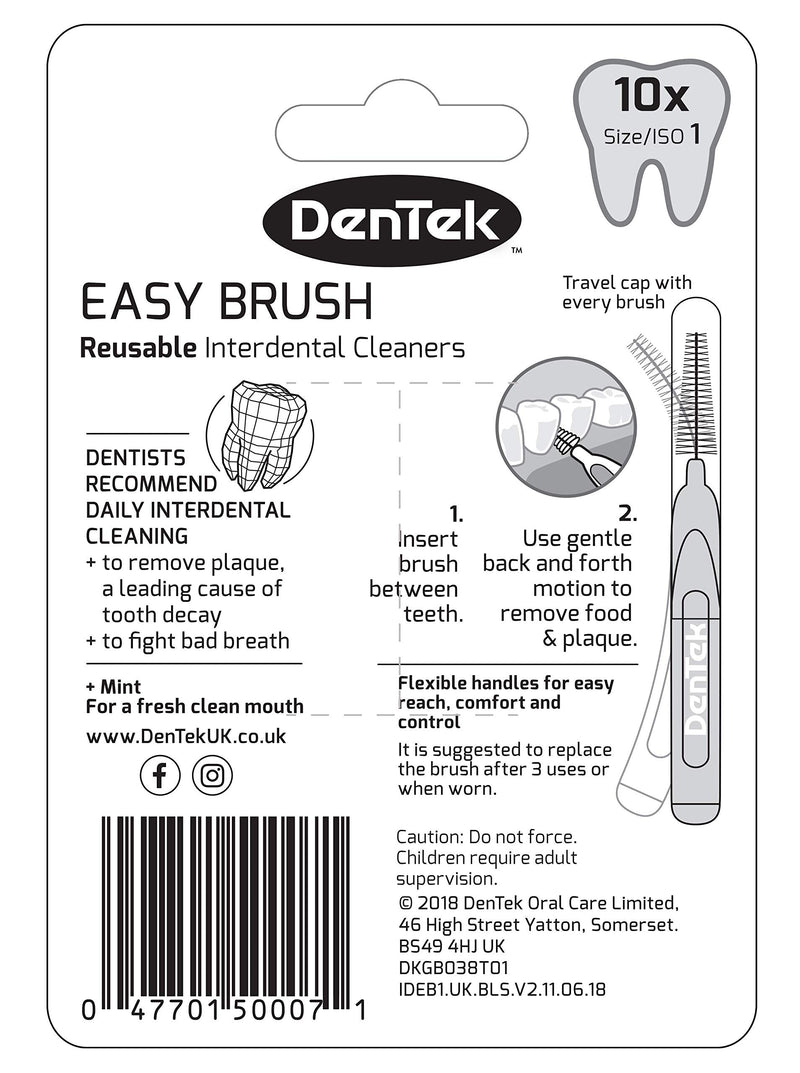 [Australia] - DenTek Easy Brush Interdental Brushes, ISO1/0.45mm for removing food and plaque between teeth. 10 Pack ISO 1 