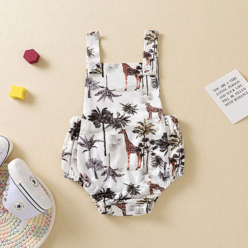 [Australia] - WLD Baby Girls Boys Cute Animal Print Romper Jumpsuit Infant Backless Playsuit Overall Summer Clothes Gray 0-6 Months 