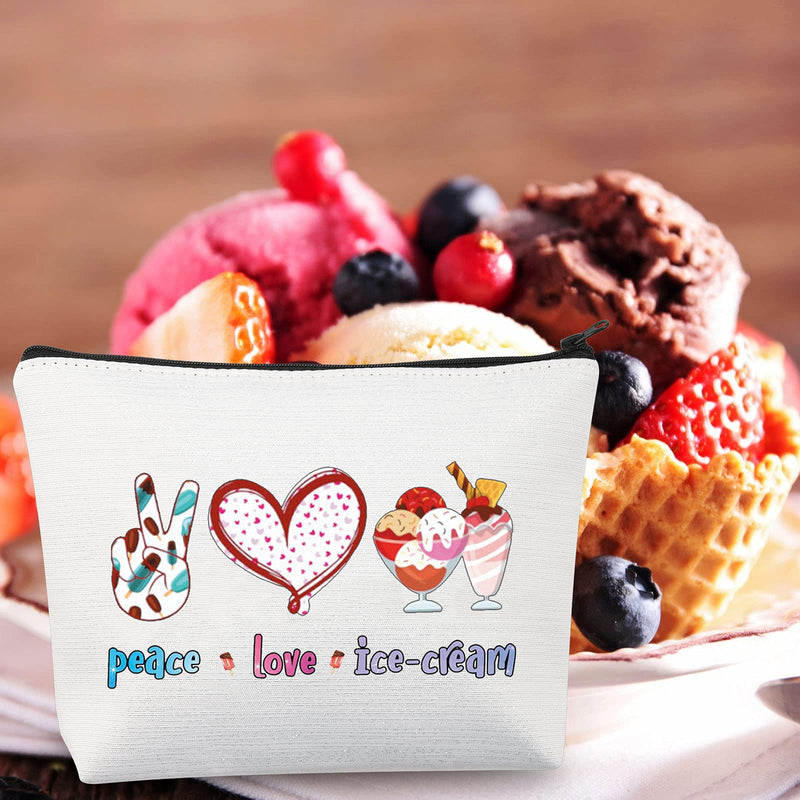 [Australia] - LEVLO Funny Ice Cream Cosmetic Make Up Bag Ice Cream Lover Gift Peace Love Ice Cream Makeup Zipper Pouch Bag For Women Girls, Peace Love Ice Cream, 