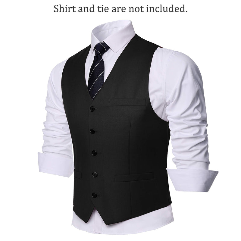 [Australia] - BABEYOND Mens Vintage Suit Vest Business Slim Fit Suit Vest Classic Waistcoat Black XX-Large 