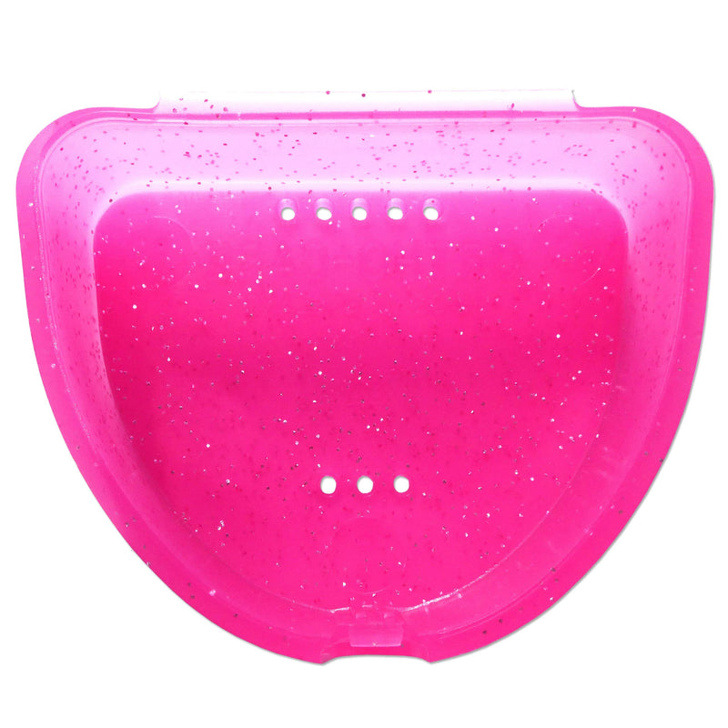 [Australia] - Slim Orthodontic Dental Case - Colour & Glitter Choices for Retainers, Bleaching Trays, Dentures & More (Glitter Pink) Glitter Pink 