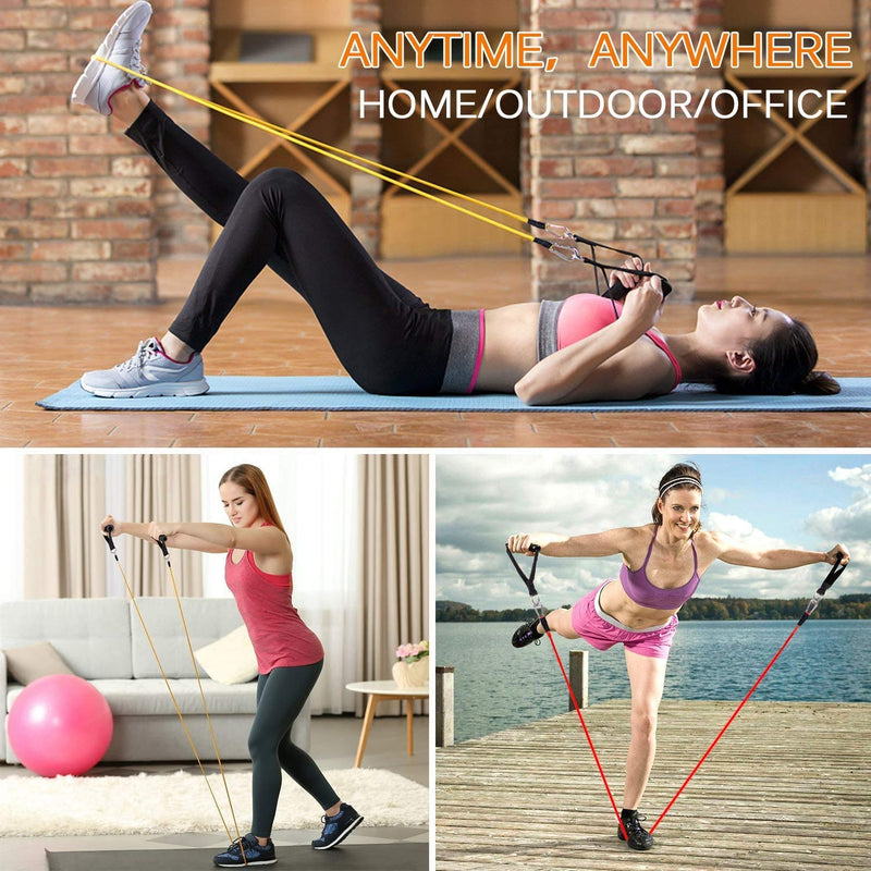 [Australia] - Resistance Bands Set 5pcs with Handle Strength Exercise Stretch Band Training Fitness Tubes Tension Bands Workout Gym Equipment Men and Women for Home Use Physical Training Cable 100LBS 