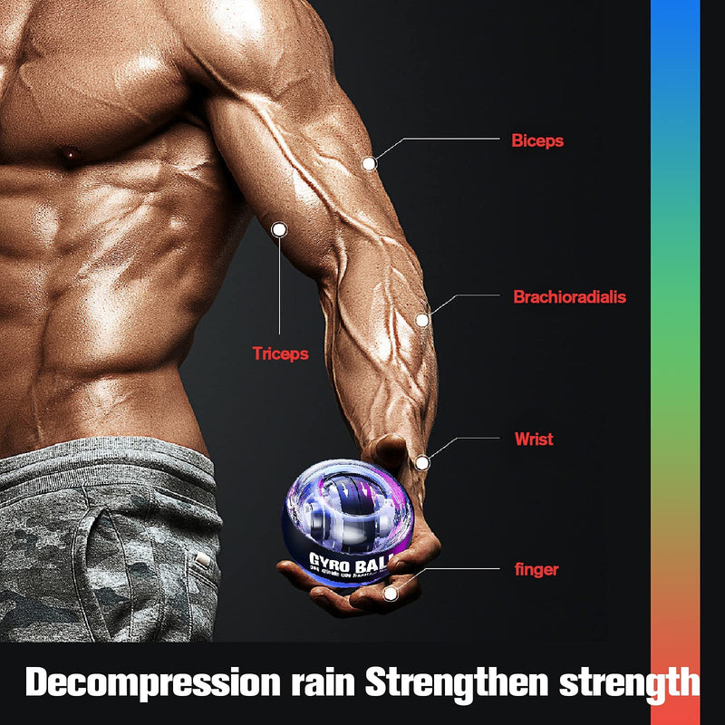 [Australia] - JIN BD Wrist Trainer Ball Auto-Start Wrist Strengthener Gyroscopic Forearm Exerciser Gyro Ball for Strengthen Arms, Fingers, Wrist Bones and Muscles BLACK Without Light 