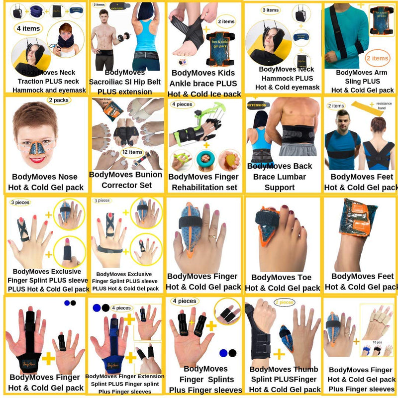 [Australia] - BodyMoves 2 Double Sided Solid Support Finger Splints Plus 2 Sleeves 2020 Edition(Aqua Blue) Aqua Blue 